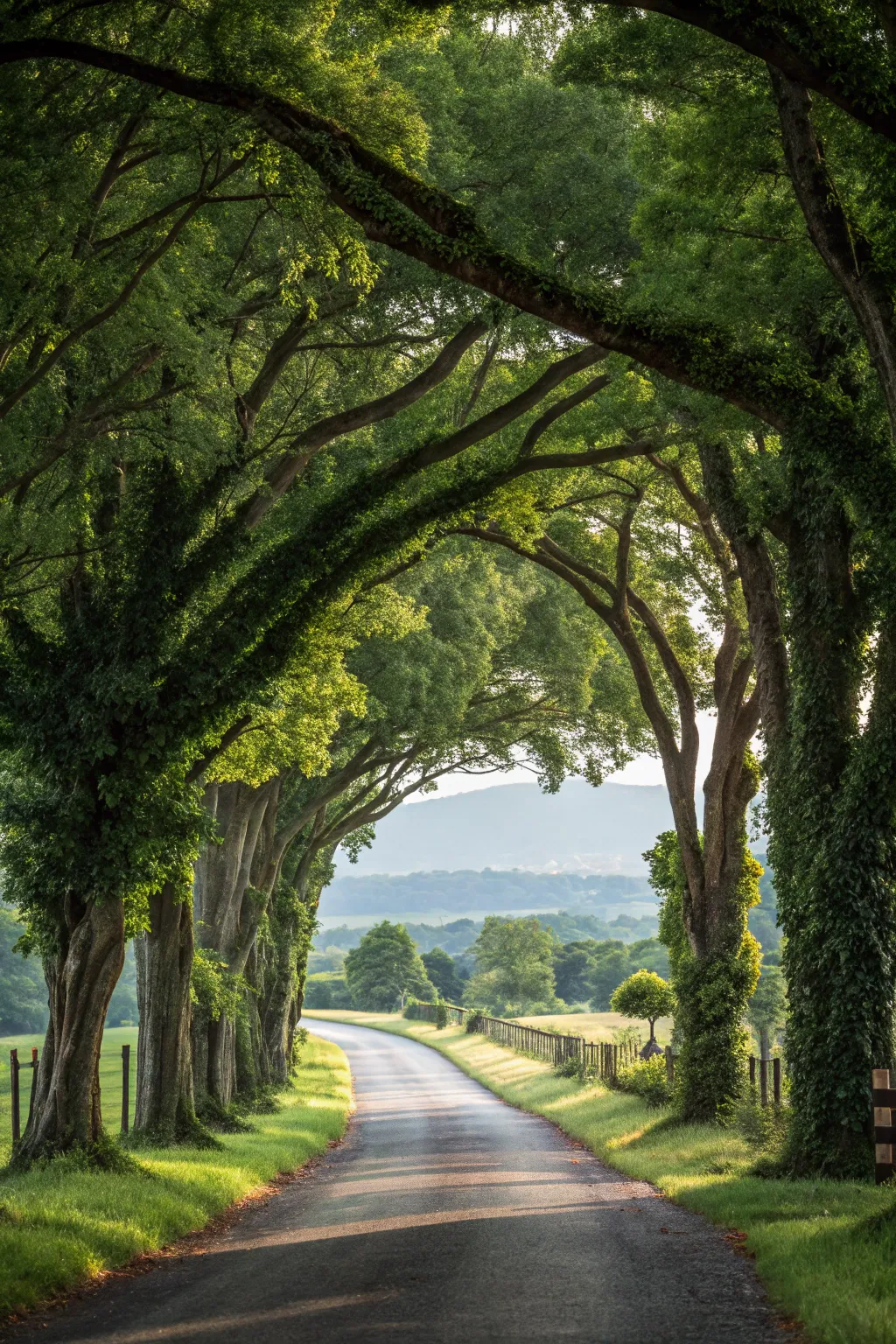 tree lined country road